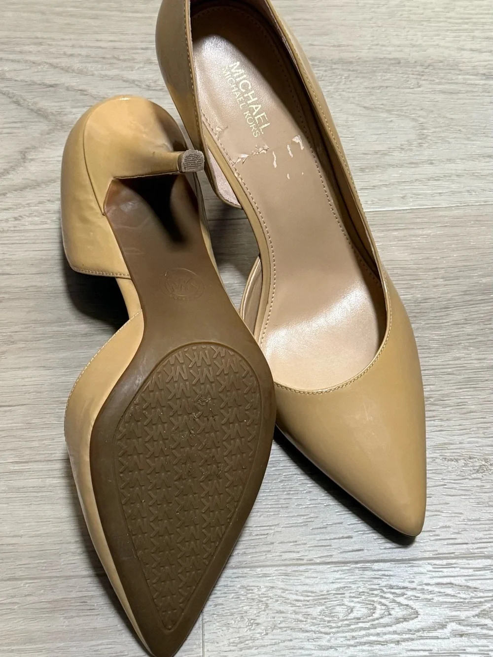 Michael Kors Beige Patent D'Orsay Pointed-Toe Pumps